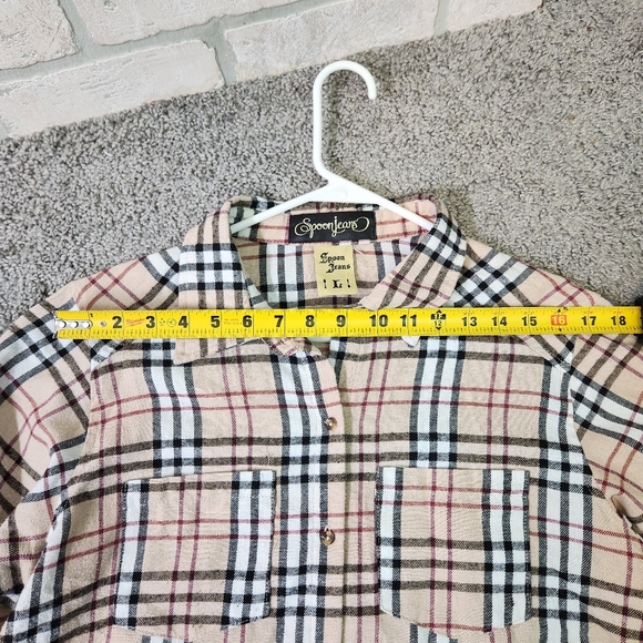 Spoon Jeans Womens Plaid Button Down Shirt Size L - Picture 9 of 11